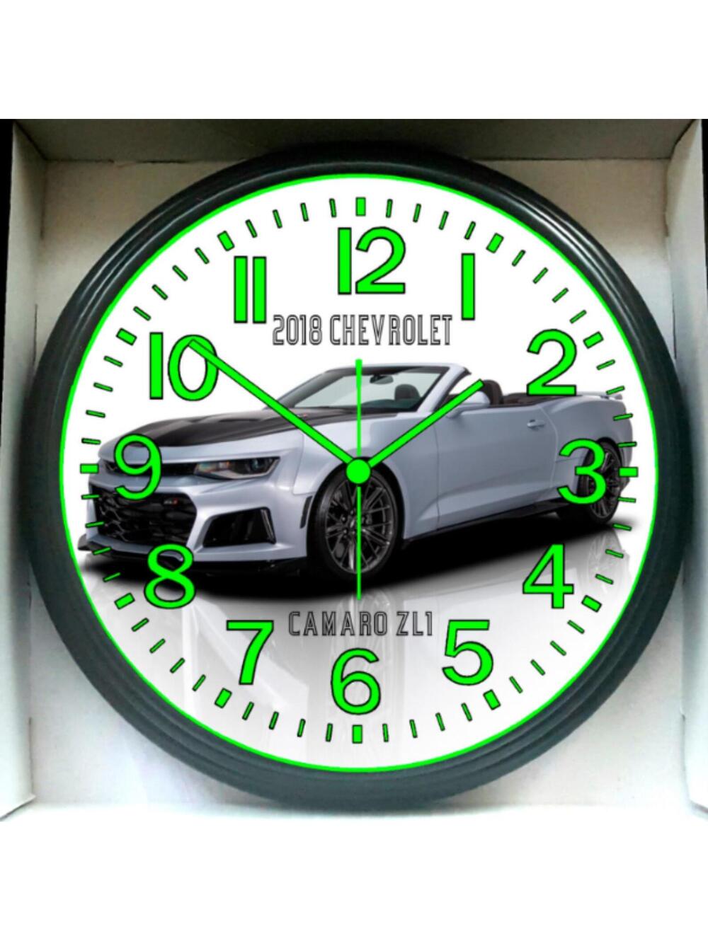 2018 Chevrolet Camaro Garage Shop Glow In The Dark Wall Clock New